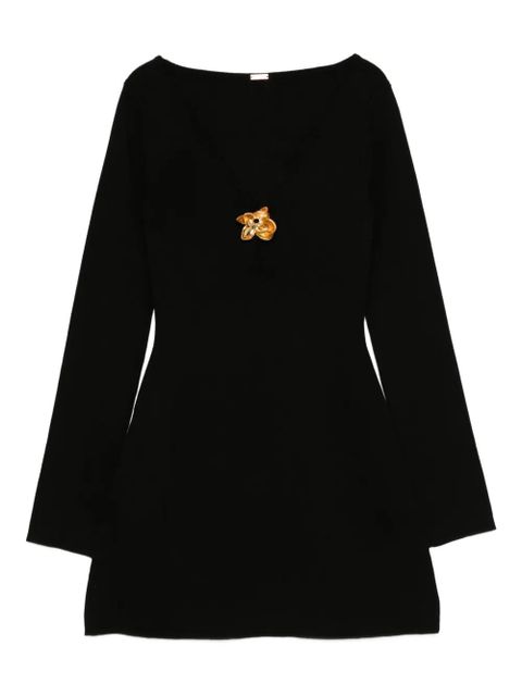 Cult Gaia flower-embellished long-sleeve mini dress - Black - zdjęcie produktu nr 1