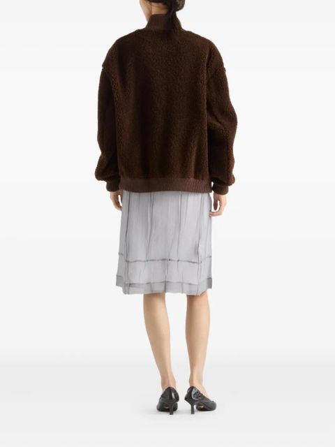 Prada embroidered-floral midi skirt - Grey