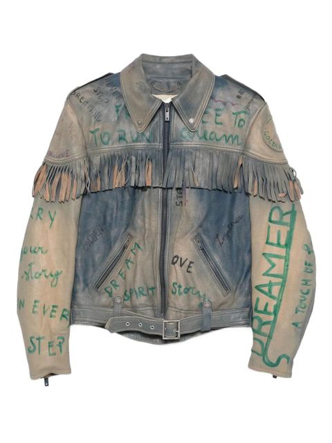 Golden Goose fringed leather jacket - Blue - zdjęcie produktu nr 1
