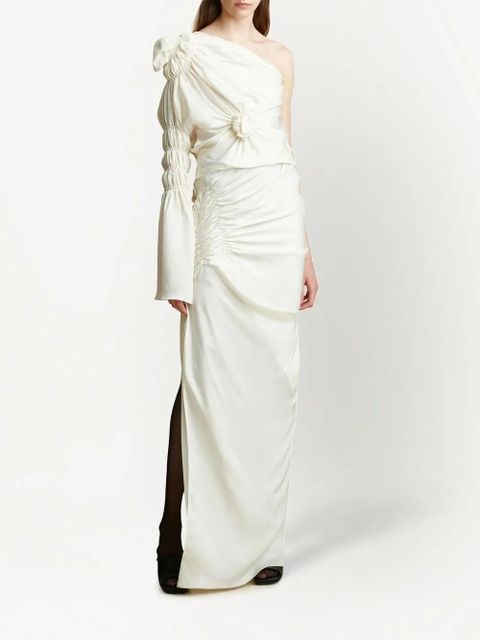 KHAITE Apollo one-shoulder draped long dress - Neutrals - zdjęcie produktu nr 2