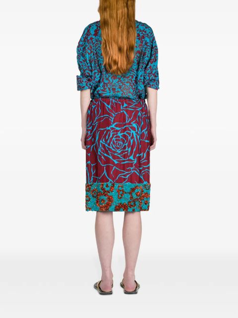 DRIES VAN NOTEN turquoise print loose shirt - Blue