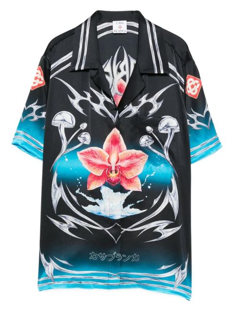 Casablanca orchid-print silk shirt - Black - zdjęcie produktu nr 1