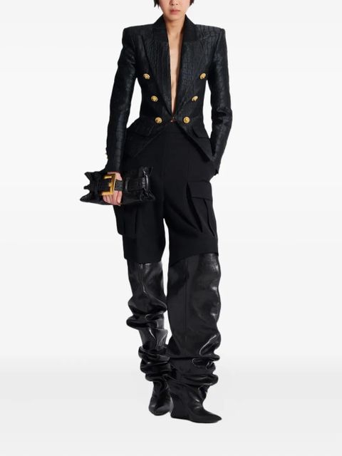 Balmain crocodile-jacquard six-buttons blazer - Black - zdjęcie produktu nr 2