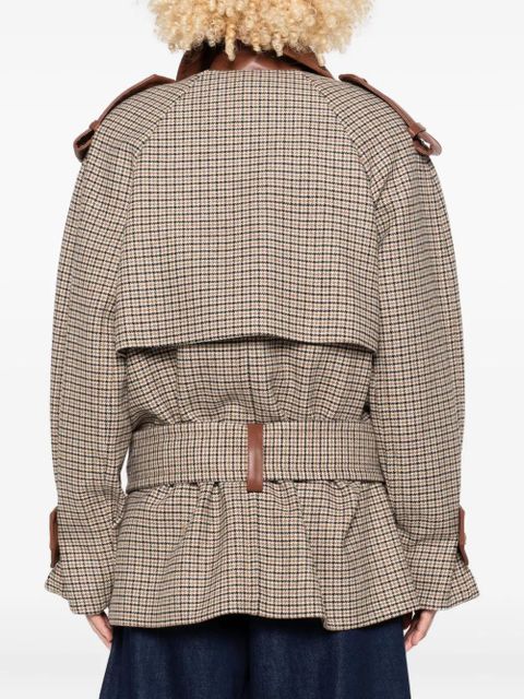 ZIMMERMANN checked belted leather-trimmed jacket - Neutrals - zdjęcie produktu nr 2