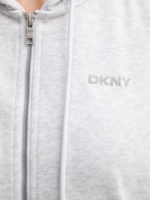 Dkny bluza damska kolor niebieski z kapturem z aplikacją DP5J9666