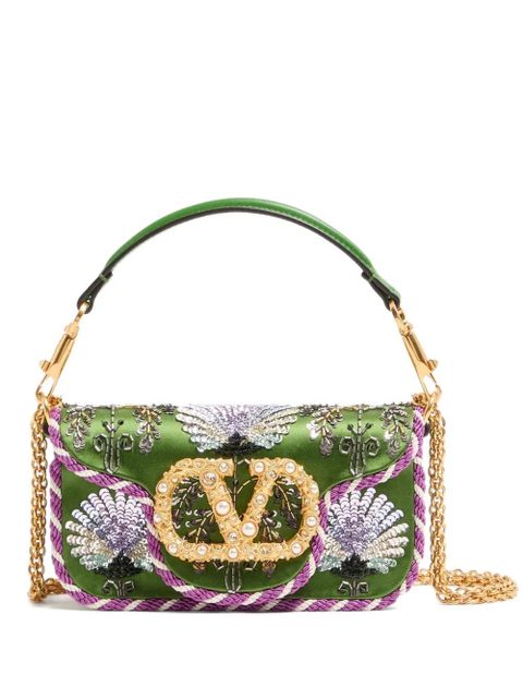 Valentino Garavani small Locò floral-embroidered VLogo-signature tote bag - Green - zdjęcie produktu nr 1
