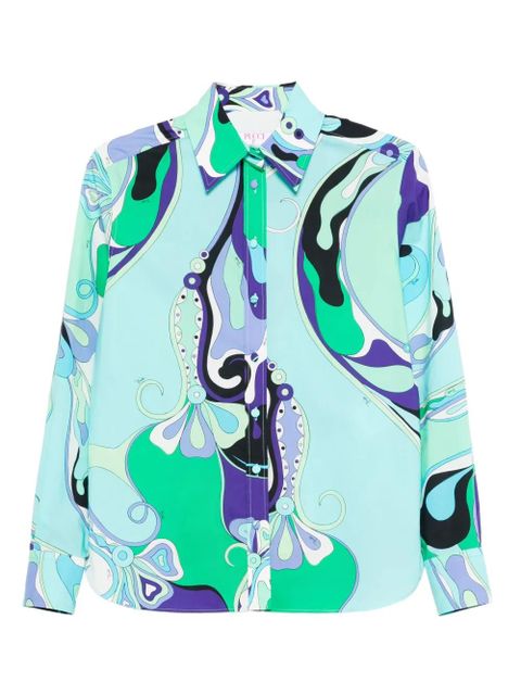 PUCCI abstract-print cotton shirt - Blue - zdjęcie produktu nr 1