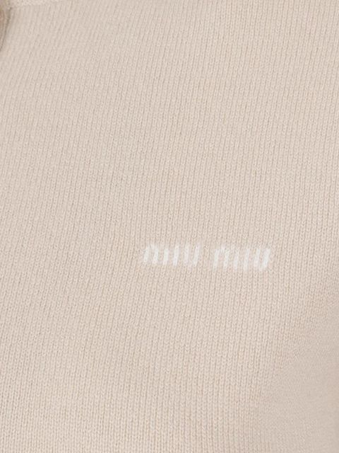 Miu Miu ribbed button cashmere top - Neutrals