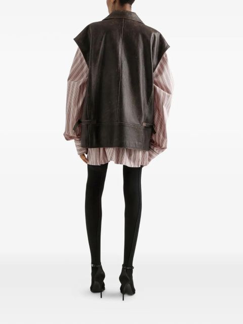 Dolce & Gabbana bull-leather vest - Brown