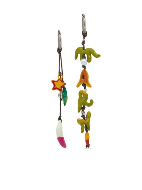 Marni logo-detail pendant earrings - Green - zdjęcie produktu nr 1