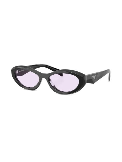 Prada Eyewear triangle-logo oval sunglasses - Black - zdjęcie produktu nr 2