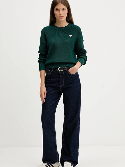 Guess Jeans sweter bawełniany kolor zielony W4BR08 Z3HM1 - zdjęcie produktu nr 2