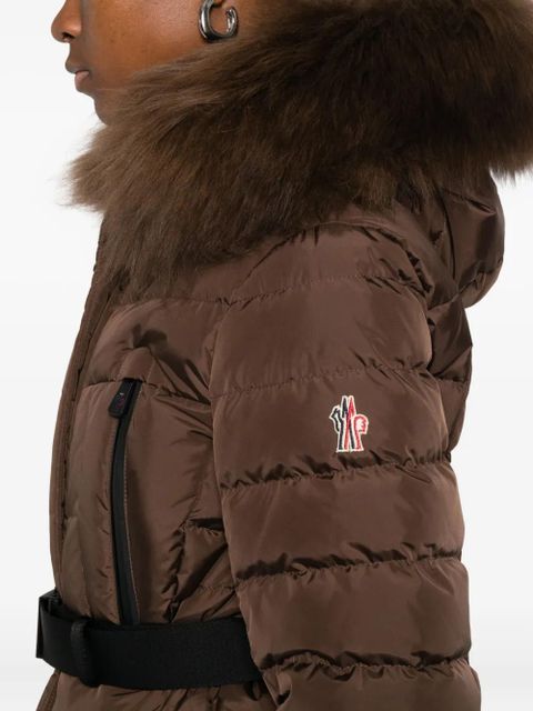 Moncler belted puffer jacket - Brown