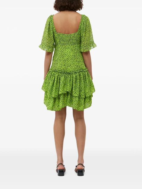 GANNI floral ruffled mini dress - Green