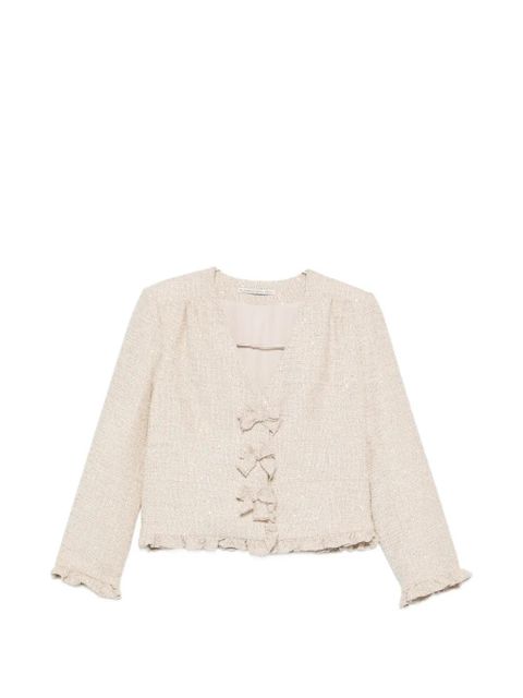 Alessandra Rich sequined bow-embellished jacket - Neutrals - zdjęcie produktu nr 1