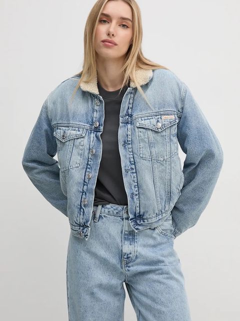 Calvin Klein Jeans kurtka damska kolor niebieski zimowa J20J224096
