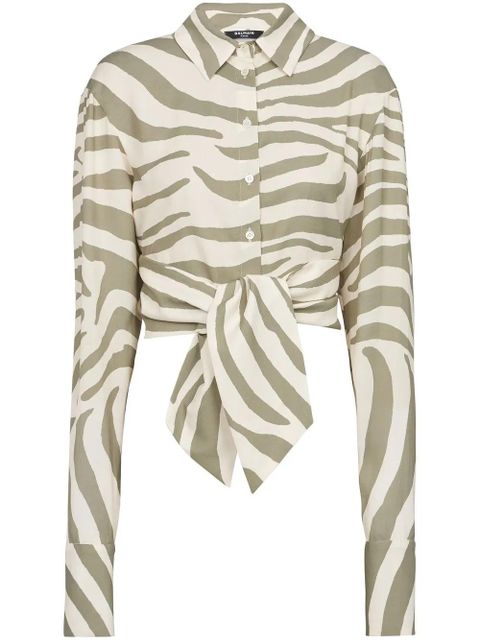 Balmain animal-print tie-waist shirt - Neutrals - zdjęcie produktu nr 1