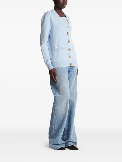 Balmain emblem button cardigan - Blue