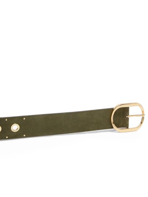 PINKO eyeletted buckled leather belt - Green