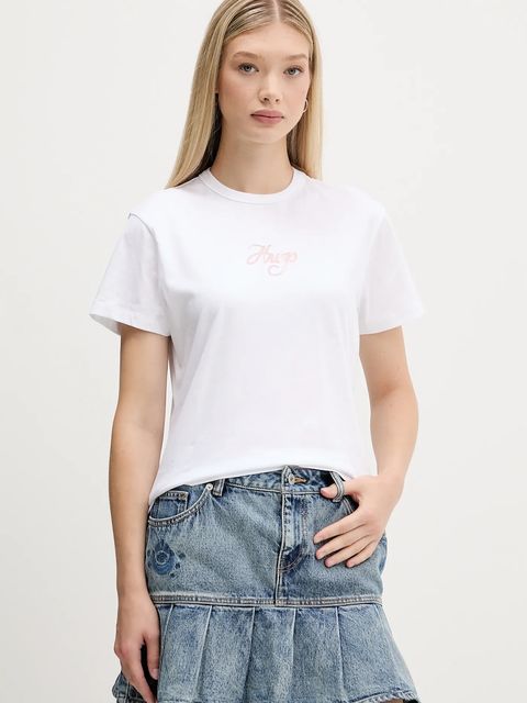 HUGO t-shirt bawełniany damski kolor biały 50550117 - zdjęcie produktu nr 1