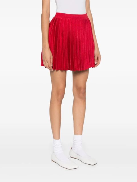 Self-Portrait pleated knitted mini skirt - Red - zdjęcie produktu nr 2