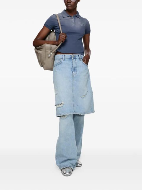 Acne Studios faded-effect logo-print polo shirt - Blue - zdjęcie produktu nr 2