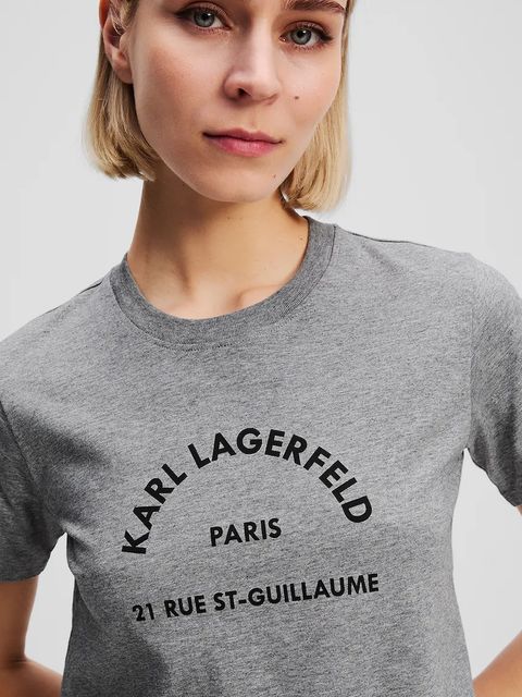 Karl Lagerfeld t-shirt bawełniany damski kolor szary A3W17105
