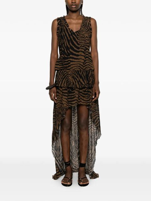 Blumarine ruffled zebra-print mini dress - Black