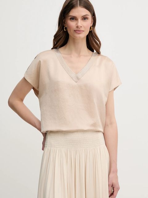 Marc Aurel bluzka damska kolor beżowy z aplikacją 6318-2000-93424 - zdjęcie produktu nr 1