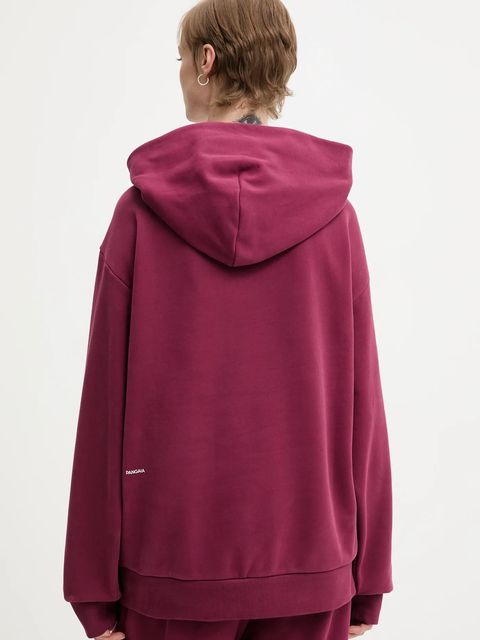 Pangaia bluza bawełniana kolor bordowy z kapturem gładka 10000180