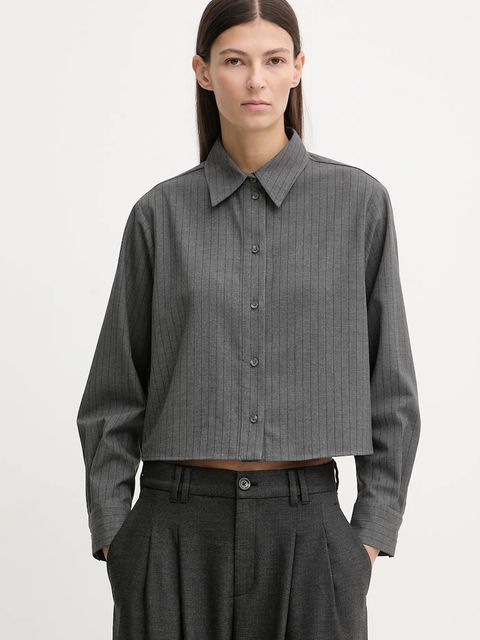 Marc O'Polo koszula damska kolor szary relaxed z kołnierzykiem klasycznym 5000007455 - zdjęcie produktu nr 1