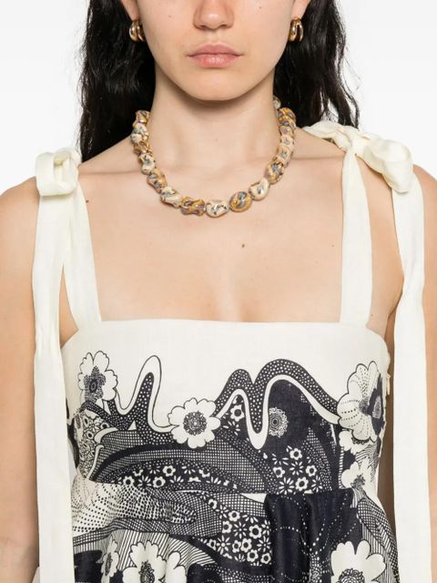 ALEMAIS Mickey floral-print mini dress - Neutrals