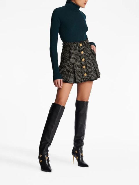 Balmain tweed pleated mini skirt - Black