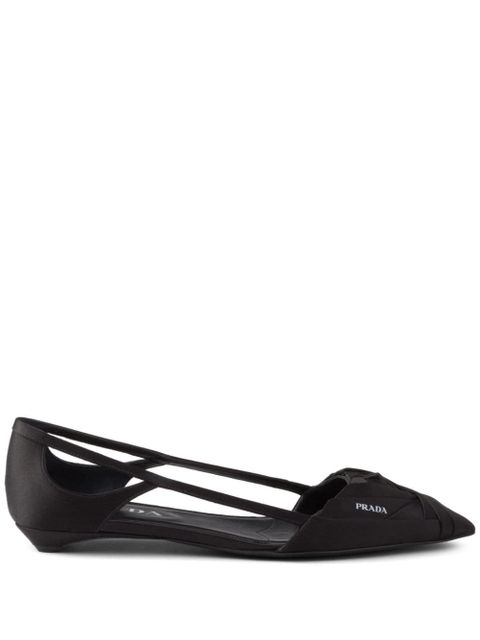 Prada satin-finish cut-out ballerina shoes - Black - zdjęcie produktu nr 1