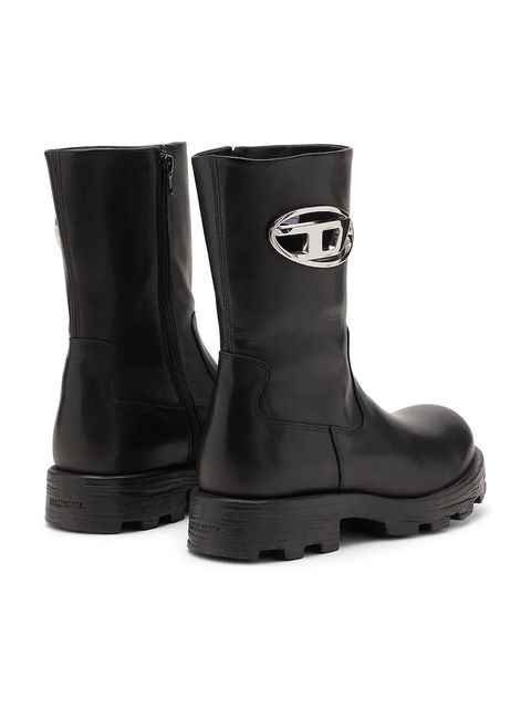 Diesel botki D-Hammer Bkr D W damskie kolor czarny na płaskim obcasie Y03692-P4471-T8013