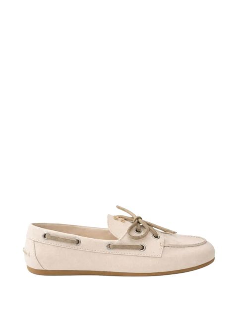 Miu Miu logo-embroidered lace-up loafers - Neutrals - zdjęcie produktu nr 1