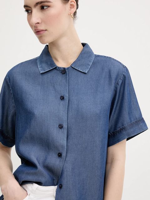 United Colors of Benetton koszula damska kolor granatowy relaxed z kołnierzykiem klasycznym 5KHNDQ0BW - zdjęcie produktu nr 2