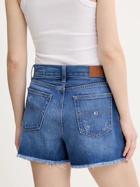 Tommy Jeans szorty jeansowe damskie kolor niebieski gładkie high waist DW0DW20096 - zdjęcie produktu nr 2