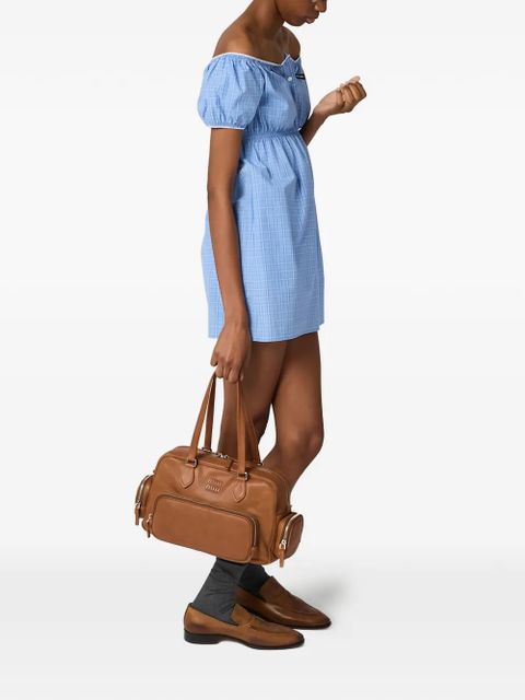 Miu Miu checked poplin mini-dress - Blue - zdjęcie produktu nr 2