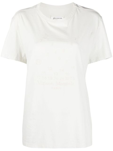 Maison Margiela Numbers-embroidered cotton T-shirt - White - zdjęcie produktu nr 1