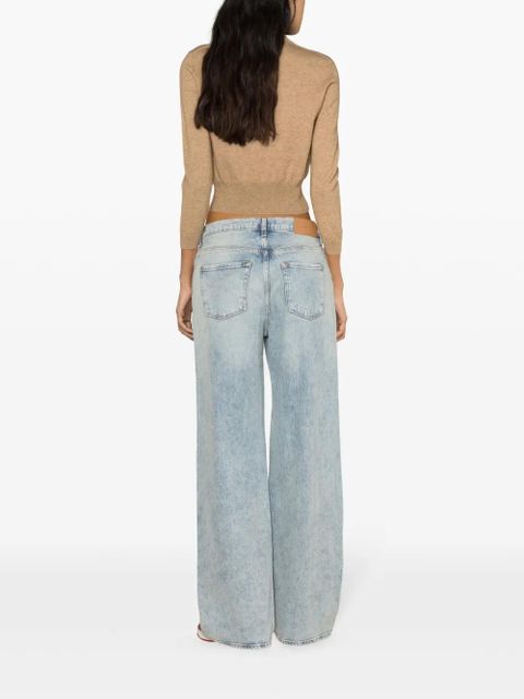 MARANT ÉTOILE Newton intarsia-logo cropped cardigan - Neutrals