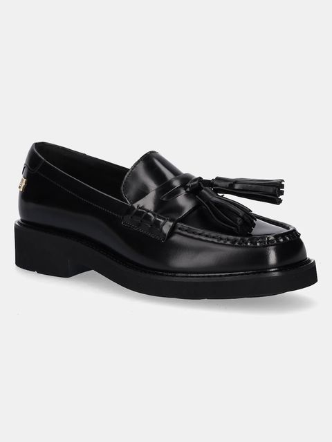 Tommy Hilfiger mokasyny skórzane TASSEL SQUARISH TOE LTHR LOAFER damskie kolor czarny na platformie FW0FW08749 - zdjęcie produktu nr 1