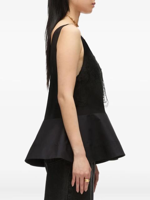 3.1 Phillip Lim lace-panel peplum top - Black