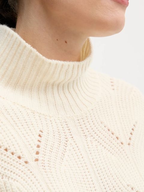 United Colors of Benetton sweter z dodatkiem wełny damski kolor beżowy lekki z półgolfem 1FDFD10F2