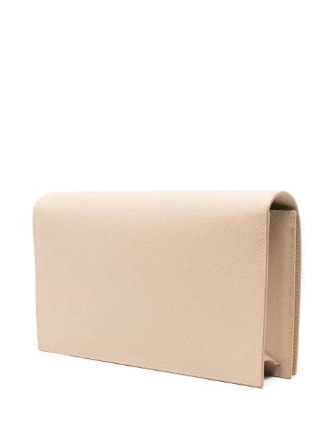 Saint Laurent logo-plaque clutch bag - Neutrals
