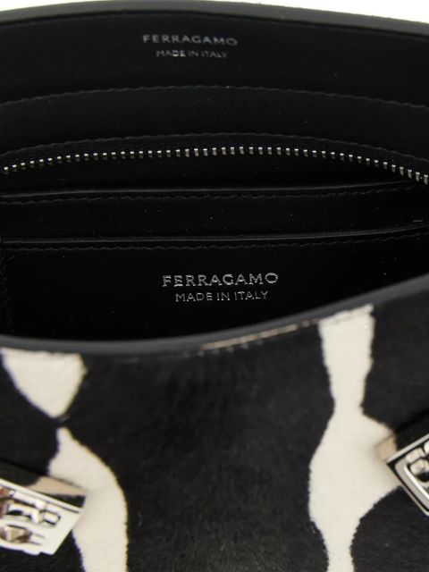 Ferragamo animal-print buckle clutch bag - White