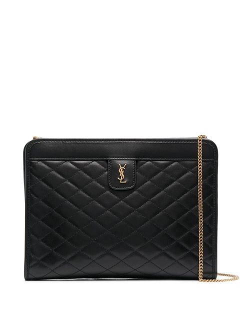 Saint Laurent Victoire quilted leather clutch - Black - zdjęcie produktu nr 1