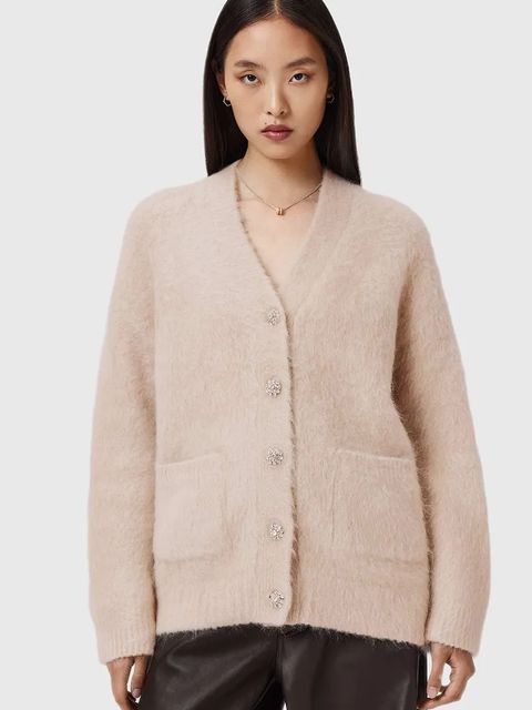 AllSaints kardigan z wełną damski kolor beżowy W077KD - zdjęcie produktu nr 1