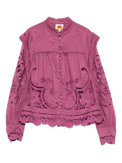FARM Rio floral-cut-out scalloped shirt - Purple - zdjęcie produktu nr 1