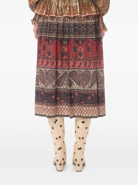 Valentino Garavani Voyage Imaginaire-print muslin midi skirt - Neutrals